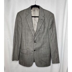 Andrew Fezza Worsted Wool Men's Blazer Sport Coat Gray Check Sz 39L 2-Button